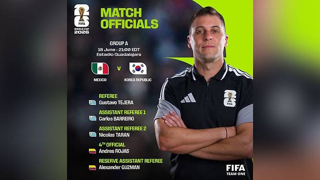 한국-멕시코 조별리그 2차전 심판진 [FIFA 엑스 캡처]