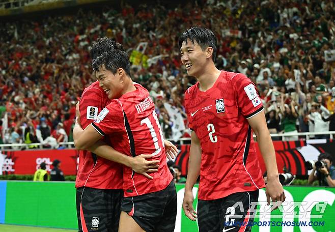 12일(한국시각) 멕시코 과달라하라 사포판의 에스타디오 과달라하라에서 열린 2026 북중미월드컵 대한민국과 체코의 경기. 결승골을 넣은 오현규가 환호하고 있다. 사포판(멕시코)=허상욱 기자wook@sportschosun.com/2026.06.12/