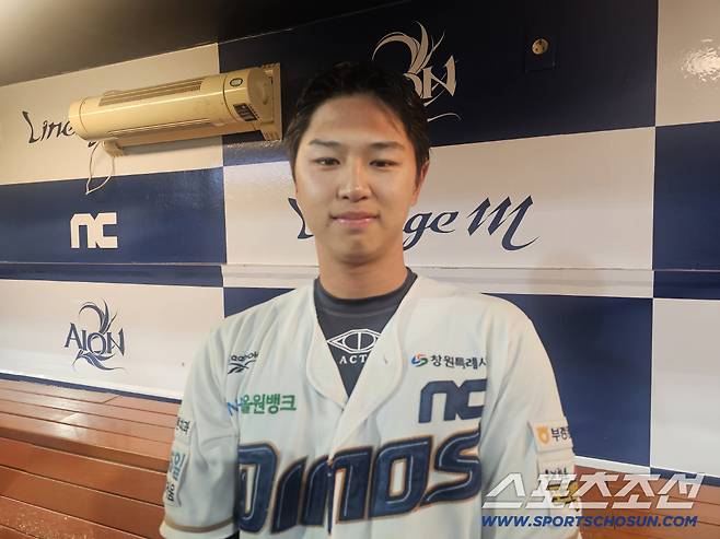경기 후 취재진과 인터뷰하는 오태양. 창원=이종서 기자
