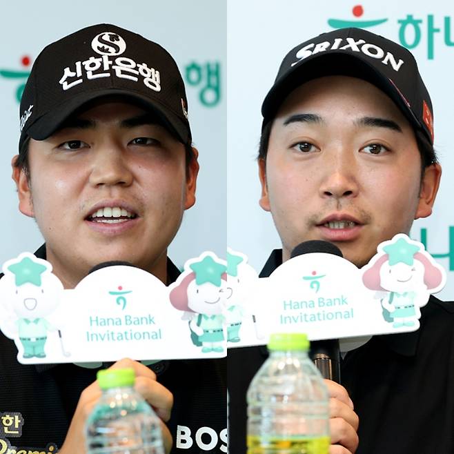 17일 2026 하나은행 인비테이셔널 기자회견에 참가한 장유빈-오기소 타카시. 사진=KPGA 제공
