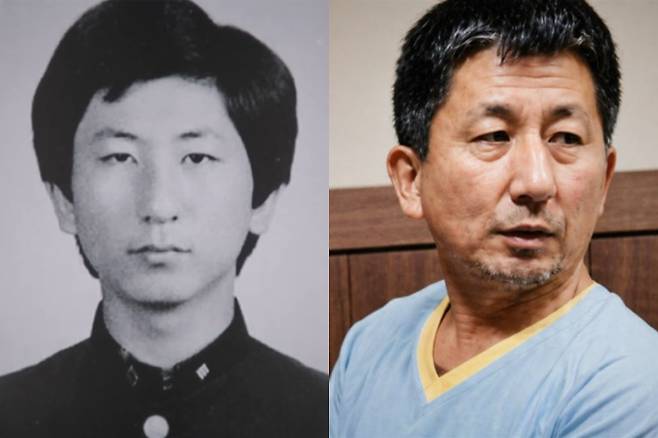 화성 연쇄살인 사건의 진범 이춘재의 고교 졸업 앨범 사진과 부산교도소 수감 중 모습. 그는 2019년 DNA 감정 결과 진범으로 드러난 뒤 범행을 자백했다. 사진=SBS 다큐 ‘괴물의 시간’ 방송화면 캡처