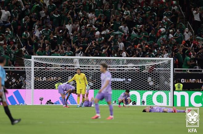 ▲ 홍명보 감독이 지휘하는 한국 축구대표팀은 19일 멕시코 사포판의 과달라하라 스타디움에서 열린 2026 북중미 월드컵 조별리그 A조 2차전에서 멕시코에 0-1로 석패했다. ⓒ대한축구협회