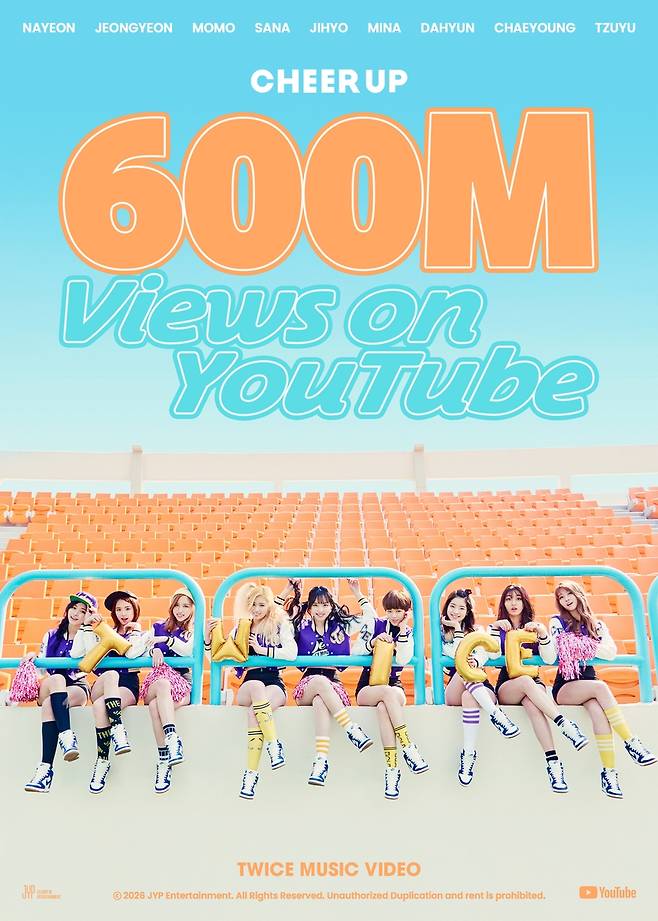 트와이스 '치어 업' 뮤직비디오 6억뷰 돌파 [JYP엔터테인먼트 제공. 재판매 및 DB 금지]