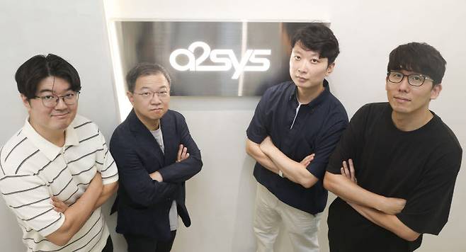 에이투시스(a2sys) 창업자들. 왼쪽부터 권세중 CSO(최고전략책임자), 이동수 CEO(대표이사), 박배성 CPO(최고제품책임자), 유민수 CRO(최고연구책임자)다. 사진=이데일리 이영훈 기자