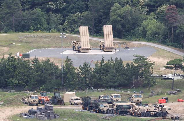 21일 경북 성주군 미군 사드(THAAD·고고도 미사일 방어체계) 기지에 사드 발사차량 일부가 재배치돼 있다. 중동 전쟁 당시 성주기지에서 반출됐던 발사차량이 복귀한 것으로 보인다. [연합뉴스]