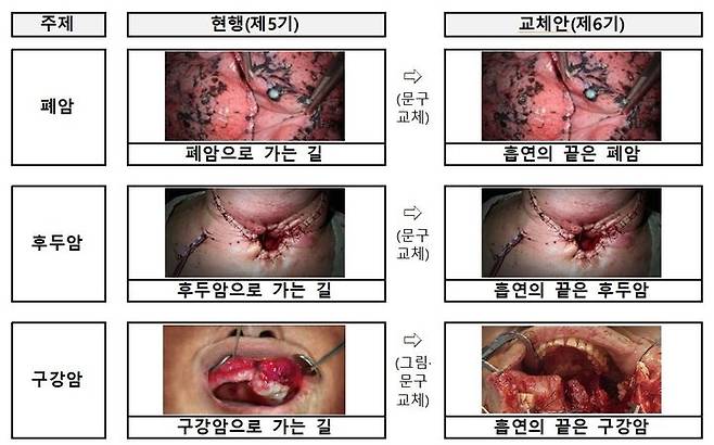 개정된 경고 문구. [보건복지부 제공]