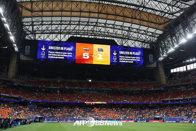 21일 미국 휴스턴 스타디움에서 열린 2026 FIFA 북중미 월드컵 조별리그 F조 2차전에서 스웨덴을 5-1로 대파한 네덜란드. /AFPBBNews=뉴스1