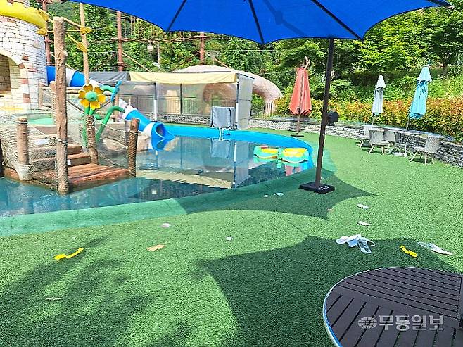 지난 21일 오후 2시24분께 곡성군 오곡면 한 민간위탁 물놀이장에서 초등학생 형제 2명이 숨졌다. 사진은 사고가 발생한 물놀이장. 전남소방본부 제공