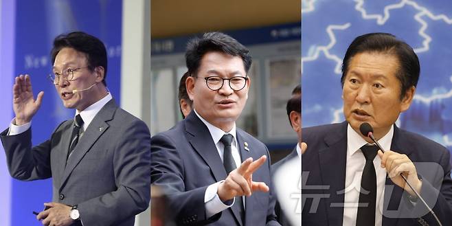 광주를 방문한 더불어민주당 당권주자들. 6일 뉴호남포럼에서 기조연설하는 김민석 국무총리, 7일 5·18묘역 참배하는 송영길 의원, 12일 광주 현장최고위를 진행한 정청래 대표.(김태성기자·국무총리실 제공. 재배포 및 DB 금지) 2026.6.14 ⓒ 뉴스1