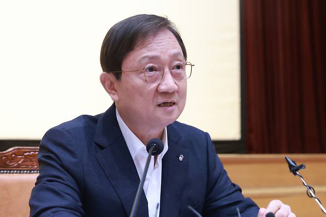 이찬진 금융감독원장이 22일 오전 금감원 본원에서 열린 정례 기자간담회에서 발언하고 있다. /사진=금감원