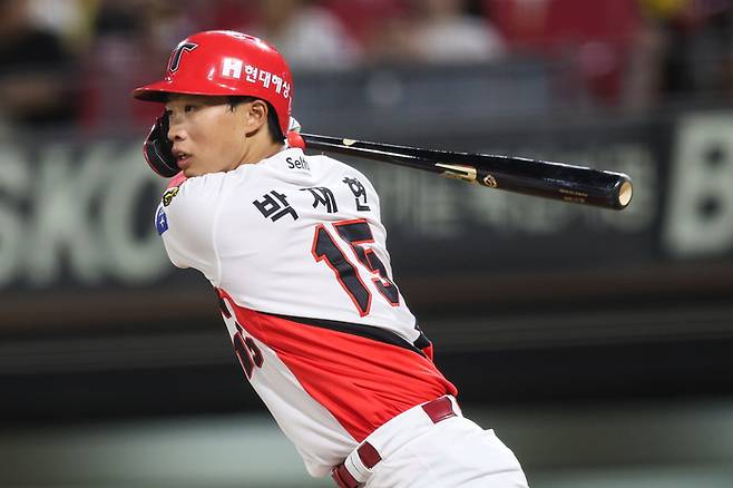 KIA 박재현이 18일 광주-기아 챔피언스 필드에서 열린 2026 KBO리그 정규시즌 LG와 경기에서 안타를 치고 있다. 사진 | KIA 타이거즈