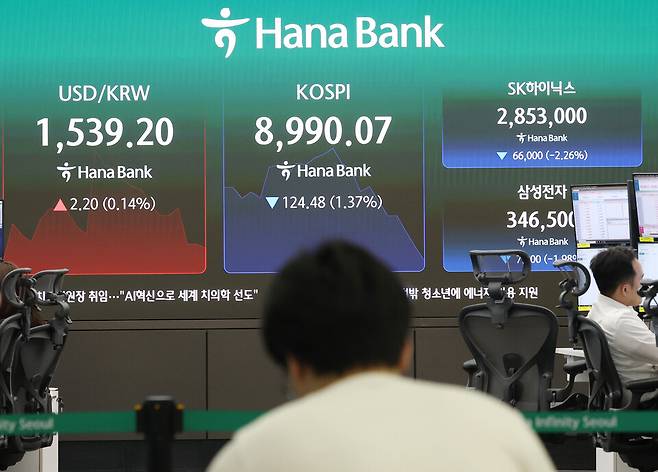 23일 서울 중구 하나은행 딜링룸 현황판에 코스피 등이 표시되고 있다. ⓒ연합뉴스