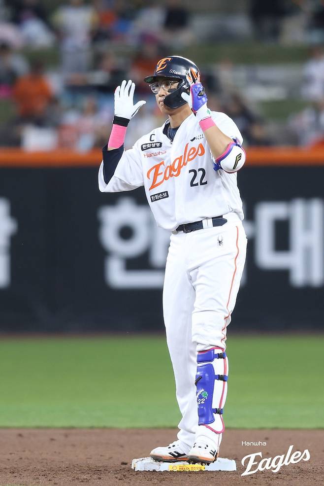 한화 채은성이 22일 문경구장에서 열린 2026 퓨처스리그(2군) 상무전에  2번 지명타자로 선발출전해 4타수 2안타 2타점을 기록했다. 쇄골 부상 후 소화한 첫 실전에서 멀티 히트를 작성하며 곧바로 좋은 컨디션을 보였다. 사진제공｜한화 이글스