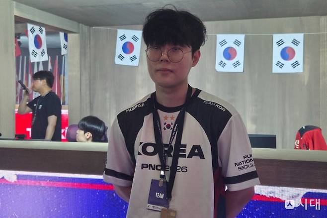 26일 'PUBG 네이션스컵(PNC) 2026'에서 플리케 김성민 감독이 인터뷰하는 모습. /사진=김미현 기자