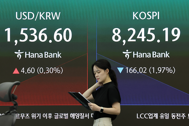코스피 하락 출발... 원/달러 환율은 상승. 연합뉴스