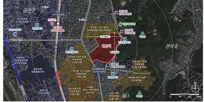 금천구 독산2동 380 일대 위치도. [서울시]