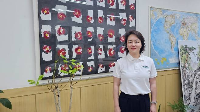 오지수 메타바이오메드 대표가 충북 오송 메타바이오메드 본사에서 머니투데이방송과 만나 인터뷰를 진행했다. / 사진=정문필 기자