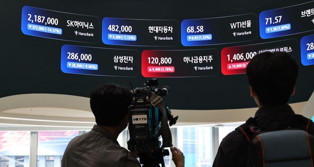 코스피는 전 거래일 대비 655.32포인트(7.89%) 내린 7,648.09에, 코스닥은 62.63포인트(6.74%) 내린 866.72에 장을 마감했다. [연합뉴스]