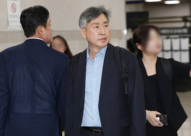 7월 3일 김종욱 전 해경청장이 서울중앙지법에서 열린 영장실질심사에 출석하고 있다. 연합뉴스