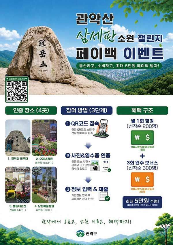 관악산 삼세판 소원 챌린지 이벤트 포스터.&nbsp;