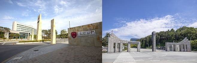 충북대학교 전경(왼쪽)과 한국교통대학교 전경.