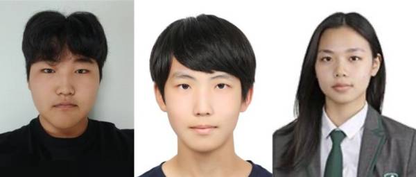왼쪽부터 고현준(8학년), 김동현(9학년), 박정현(10학년) 학생.