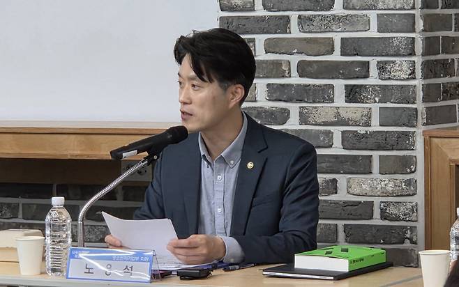 노용석 중소벤처기업부 제1차관이 8일 충북 청주 충북창조경제혁신센터에서 열린 ‘모두의 창업 충청권 간담회’에서 인사말을 하고 있다.(사진=김세연기자)