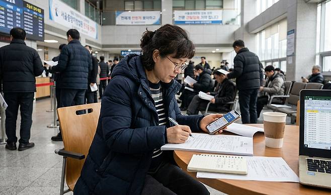 부동산 경매 참가자가 입찰에 참여할 부동산의 권리를 분석하고 있다. AI 생성 이미지
