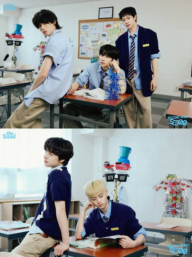 The group Wind has heightened excitement for their comeback by releasing the first concept photos for their fourth mini-album, Second Wind: S#00. Set against the backdrop of school classrooms, rooftops, and hallways, these concept photos capture the members natural and relaxed appearances, emphasizing a youthful vibe.The members revealed their friendly charm by leaning on each other or striking playful poses. Winds fourth mini-album, Second Wind: S#00, is scheduled for official release on major music streaming sites on the 29th.