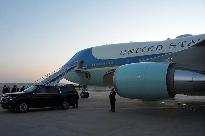 Airforce One sits on the tarmac before U.S. President Donald Trump departs following the NATO summit at Ankara International Airport in Ankara, Turkey, Wednesday, July 8, 2026. (AP Photo/Alex Brandon)