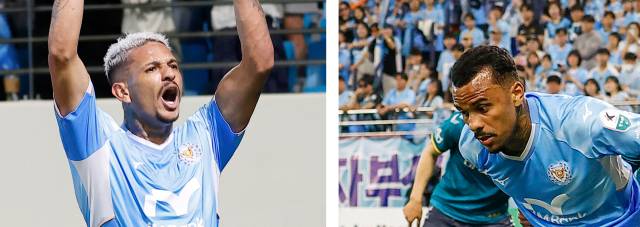 프로축구 대구FC의 단레이(왼쪽)와 세라핌. 대구FC 제공