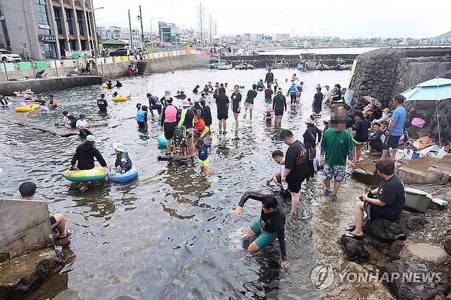 얼음장같이 차가운 제주 용천수 '샛도리물' 물놀이 [연합뉴스 자료사진]