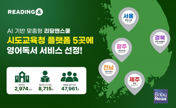 리딩앤스쿨, 시도교육청 AI 교육 플랫폼 5곳에 영어독서 서비스 선정.&nbsp;ⓒ㈜아이포트폴리오