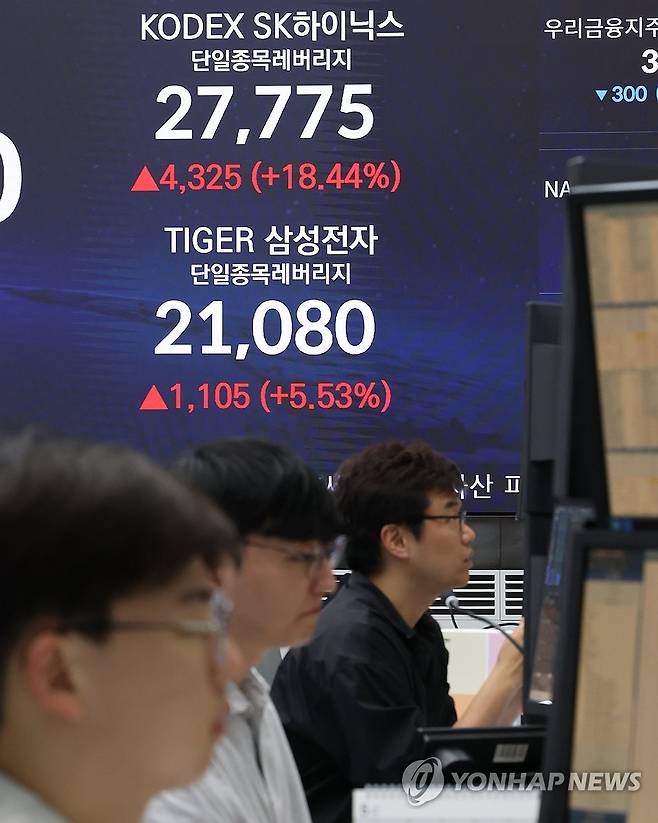 '삼전·닉스' 레버리지 상장 첫날 '불기둥' [연합뉴스 자료사진]