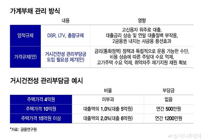 가계부채 관리 방식, 거시건전성 관리부담금 예시/그래픽=윤선정