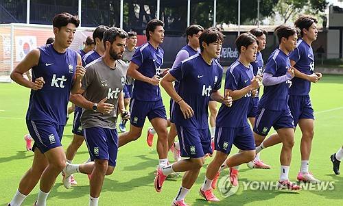 북중미 월드컵에서 훈련하는 한국 축구 대표팀 [연합뉴스 자료사진. 재판매 및 DB 금지]