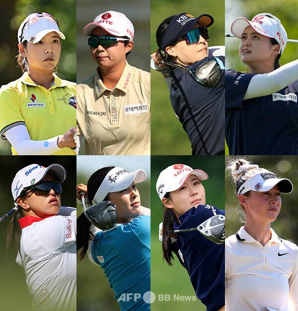 2026년 미국여자프로골프(LPGA) 투어 및 유럽여자프로골프투어(LET) 공동 주관의 ISPS 한다 스코틀랜드 여자오픈에 출전하는 이미향, 김효주, 전인지, 최혜진, 김세영, 윤이나, 황유민 프로, 넬리 코다. 사진제공=ⓒAFPBBNews = News1 (사진을 무단으로 사용하지 마십시오.)