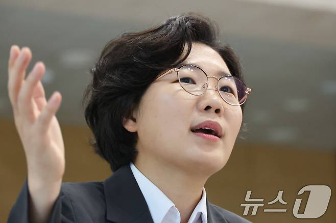 김보미 더불어민주당 당대표 후보가 23일 서울 여의도 국회 소통관에서 뉴스1과 인터뷰를 하고 있다. 2026.7.23 ⓒ 뉴스1 신웅수 기자