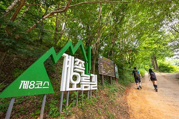 계족산 황톳길 안내판.