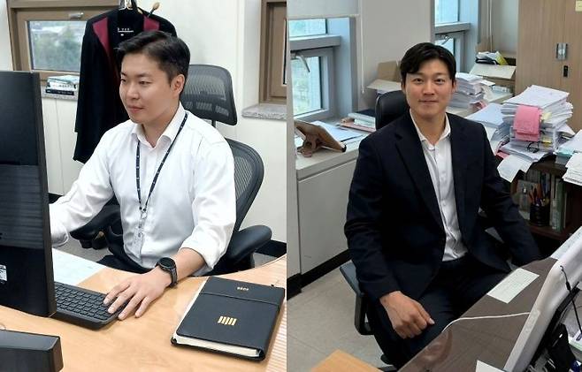 강기보 평택지청 형사3부 검사(왼쪽)와 박형중 전주지검 형사1부 검사의 모습. 평택지청 및 전주지검 제공.