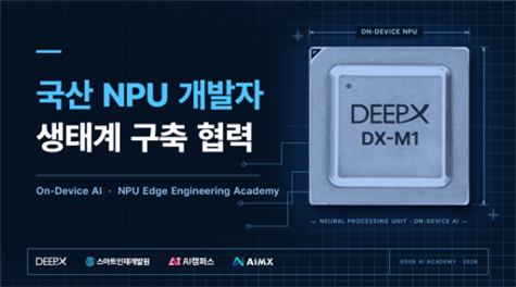 딥엑스-AI캠퍼스-스마트인재개발원-에이아이엠엑스 서남권 '국산 NPU 개발자 생태계' 구축 협약 이미지.