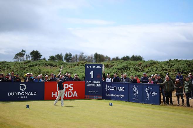 신지은이 ISPS 한다 스코틀랜드 여자오픈 3라운드 1번 홀에서 티샷을 날리고 있다. 사진 제공=LPGA·Getty Images