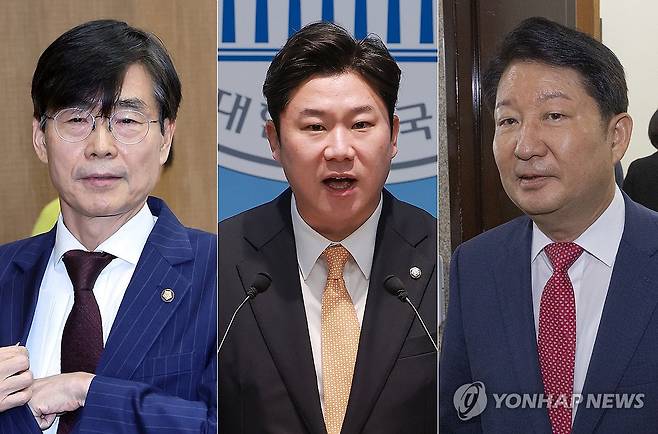 국민의힘 윤리위, 조경태·진종오·권영진 징계 절차 개시 (서울=연합뉴스) 배재만 신현우 황광모 기자 = 국민의힘 중앙윤리위원회는 27일 전체회의를 열어 6선 조경태 의원과 친한(친한동훈)계 초선 진종오 의원, 재선 권영진 의원에 대한 징계 절차를 개시했다.
    국민의힘 윤리위는 이날 서울 여의도 모처에서 비공개로 회의를 열고 이같이 의결했다고 보도자료를 통해 밝혔다. 사진 왼쪽부터 조경태, 진종오, 권영진 의원. 2026.7.27 [연합뉴스 자료사진] photo@yna.co.kr