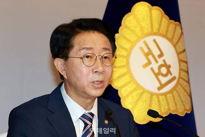 조정식 국회의장이 28일 서울 여의도 국회 사랑재에서 열린 취임 첫 기자간담회에서 인사말을 하고 있다.(사진=이데일리 방인권 기자)