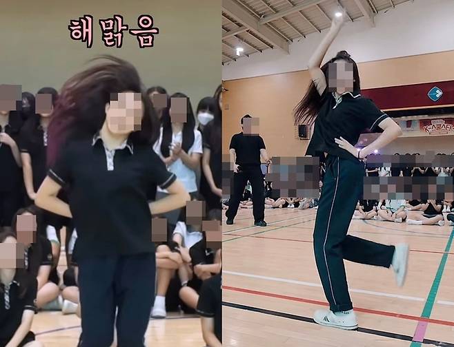 뷔가 ‘스쿨오브댄스’에 출연한 여학생의 실력에 감탄했다. 사진ㅣ스쿨오브댄스 SNS 캡처