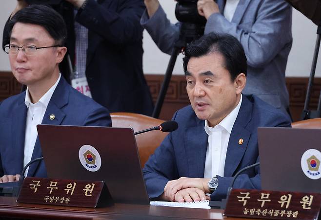 국무회의 참석한 안규백 국방부 장관 (서울=연합뉴스) 안정원 기자 = 안규백 국방부 장관이 28일 서울 종로구 정부서울청사에서 열린 국무회의에서 발언하고 있다. 2026.7.28 jeong@yna.co.kr/2026-07-28 13:05:48/ <저작권자 ⓒ 1980-2026 ㈜연합뉴스. 무단 전재 재배포 금지, AI 학습 및 활용 금지>