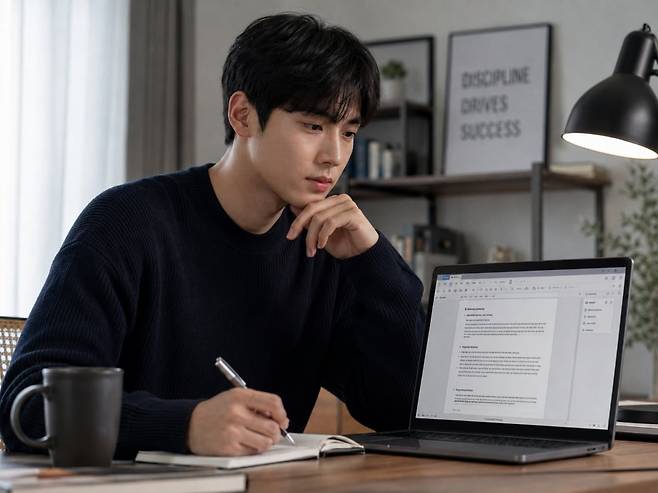 취준생이 AI를 활용해 자소서를 쓰는 모습. /사진=챗GPT으로 생성한 장면