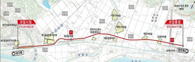 대구도시철도 1호선 영천(금호) 연장 광역철도 기본계획안. 경북도 제공