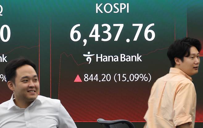 7월1일부터 30일까지 30% 넘게 빠진 코스피는 31일 하루에만 1000포인트가 넘게 급반등하며 ‘롤러코스터’ 장세를 연출했다. 유례없는 변동폭에 투자자들은 혼란스러워하고 있다. (연합뉴스)