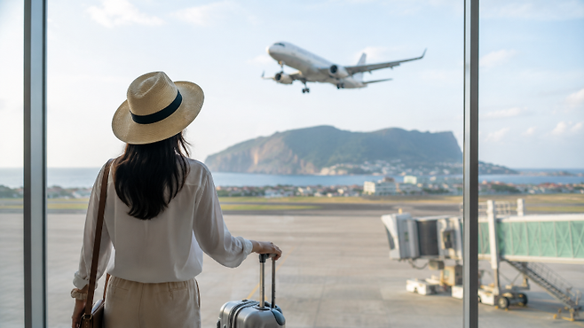항공료 부담이 커지면서 제주 관광객의 현지 소비도 영향을 받고 있다. 한국은행은 교통비 비중 증가로 음식·쇼핑 소비가 위축됐다고 분석했다. (AI 생성)